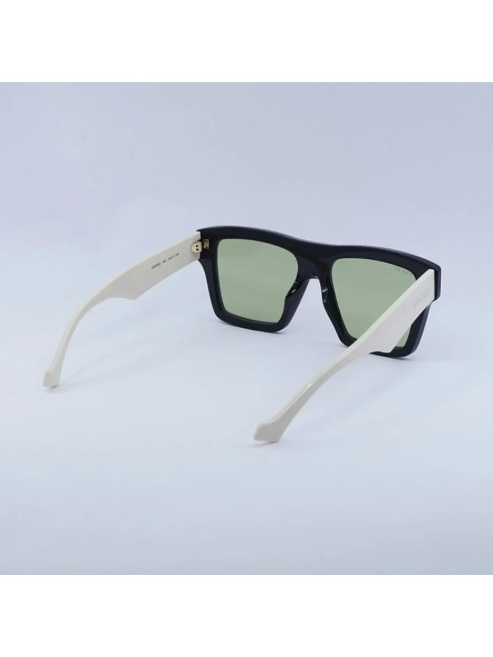 Gucci GG0962S 004 Sunglasses Black White Square Frame, Green Lenses
